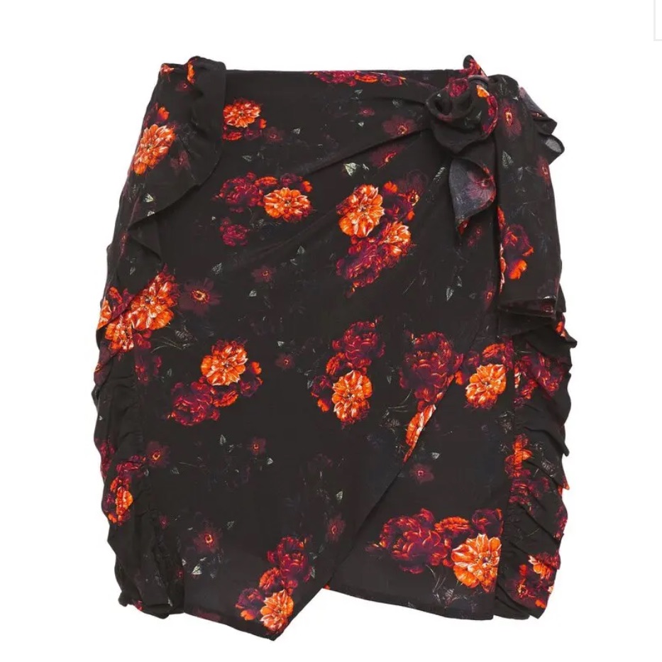 Iro Paris Kasper Wrap-Effect Floral-Print Crepe De Chine Mini Skirt #2843
